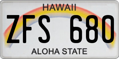 HI license plate ZFS680