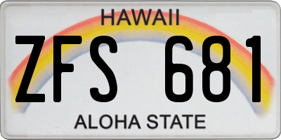 HI license plate ZFS681