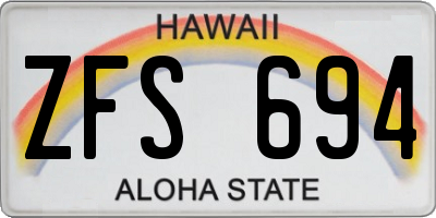 HI license plate ZFS694