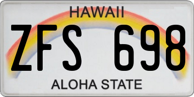 HI license plate ZFS698