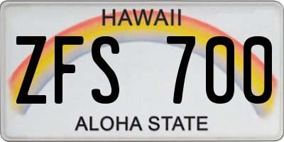 HI license plate ZFS700