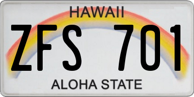 HI license plate ZFS701