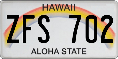 HI license plate ZFS702