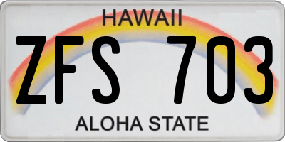 HI license plate ZFS703