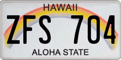HI license plate ZFS704