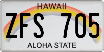 HI license plate ZFS705