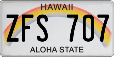 HI license plate ZFS707