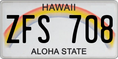 HI license plate ZFS708