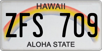 HI license plate ZFS709