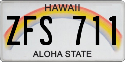 HI license plate ZFS711