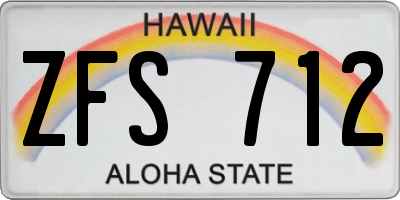 HI license plate ZFS712