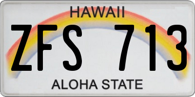 HI license plate ZFS713
