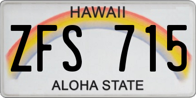 HI license plate ZFS715