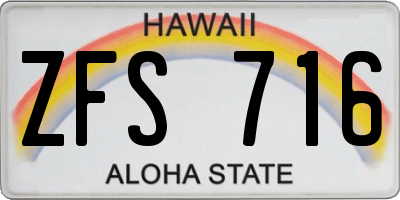 HI license plate ZFS716