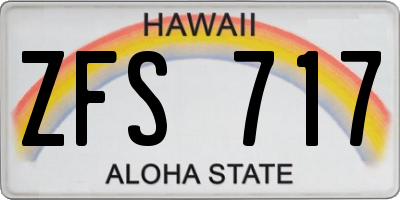 HI license plate ZFS717
