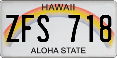 HI license plate ZFS718