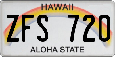 HI license plate ZFS720