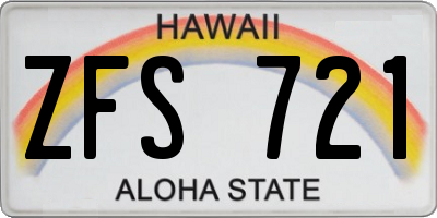 HI license plate ZFS721