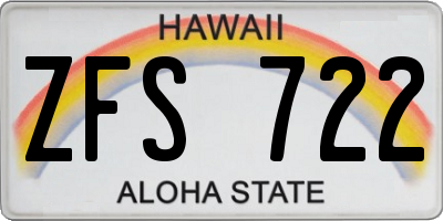 HI license plate ZFS722