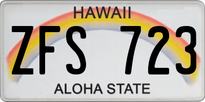 HI license plate ZFS723