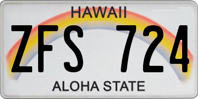 HI license plate ZFS724