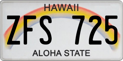 HI license plate ZFS725