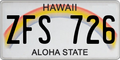 HI license plate ZFS726