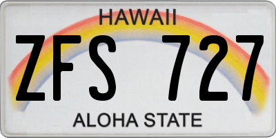HI license plate ZFS727
