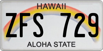 HI license plate ZFS729