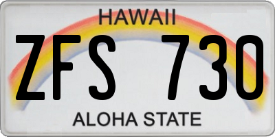 HI license plate ZFS730