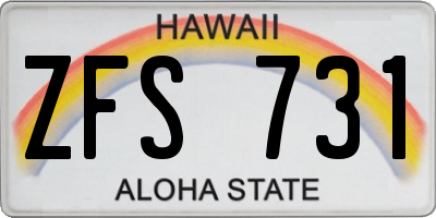 HI license plate ZFS731