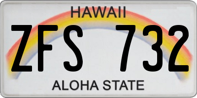 HI license plate ZFS732