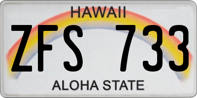 HI license plate ZFS733