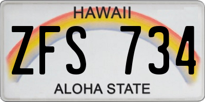 HI license plate ZFS734