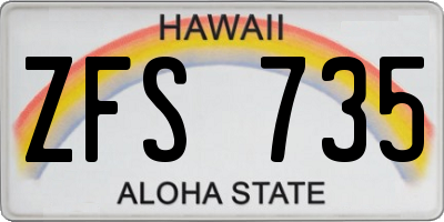 HI license plate ZFS735