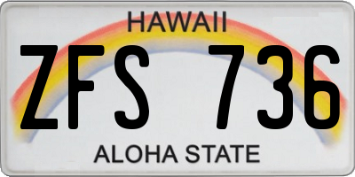 HI license plate ZFS736