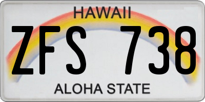 HI license plate ZFS738