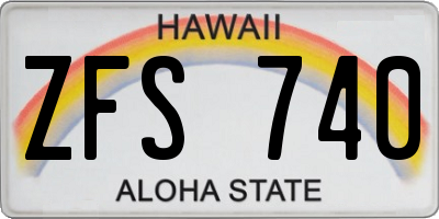 HI license plate ZFS740