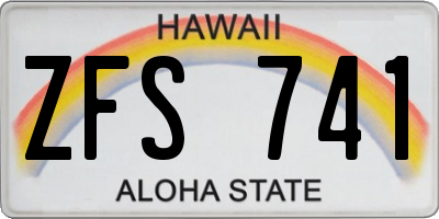 HI license plate ZFS741