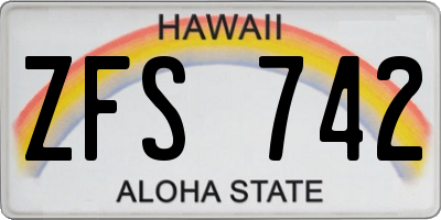 HI license plate ZFS742