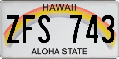HI license plate ZFS743