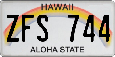 HI license plate ZFS744