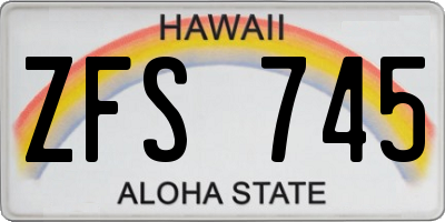 HI license plate ZFS745