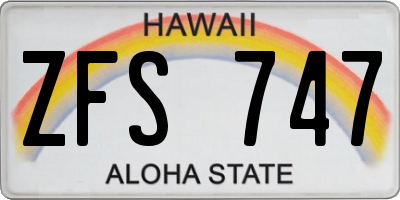 HI license plate ZFS747