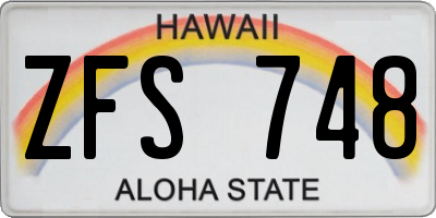 HI license plate ZFS748