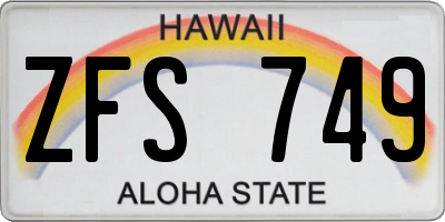HI license plate ZFS749