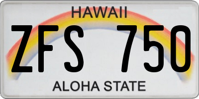 HI license plate ZFS750