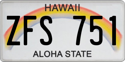 HI license plate ZFS751