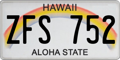 HI license plate ZFS752