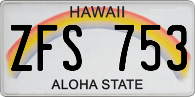 HI license plate ZFS753